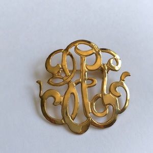 Gold Tone monogram pin